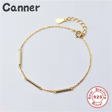 Canner, золото, цвет, однотонный, настоящее 925 пробы, серебро, женские браслеты, Геометрическая цепочка для подростков, для женщин, классический браслет, ювелирное изделие