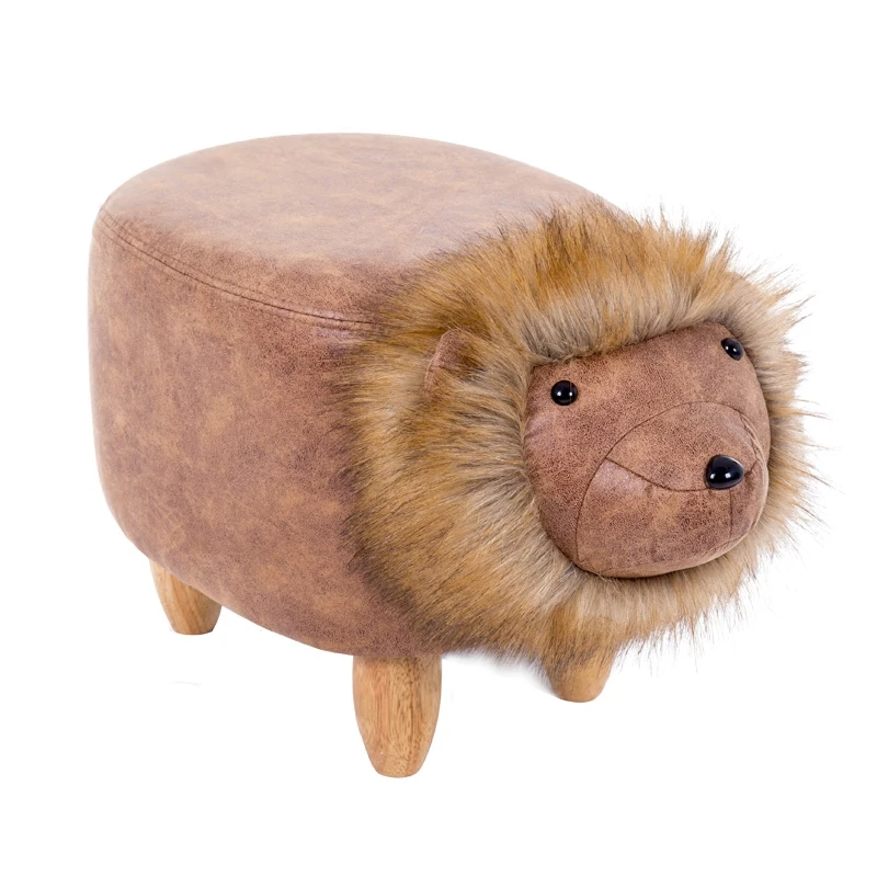 

15%,lion Shape Creative Wooden Footstool Sturdy Storage Shoe Bench Sofa with Thick Bronzing PU & Plush Wooden Legs Multicolor