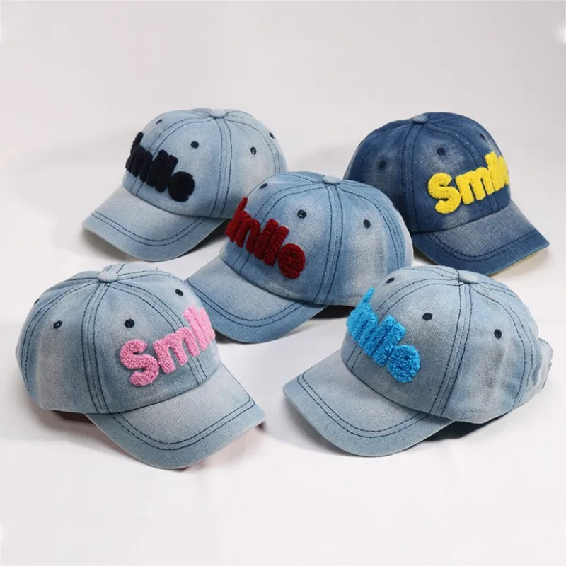 

Baby Hats Kids Sports Denim Baseball Cap Adjustable Snap Back Summer Hip Hop Sun Hat For Children