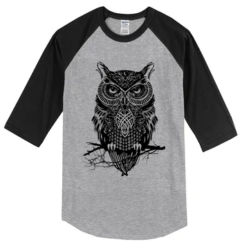 

2019 summer men's T-shirts three quarter sleeve owl casual men's sportswear raglan T-shirt brand clothing tops Casual t shirt