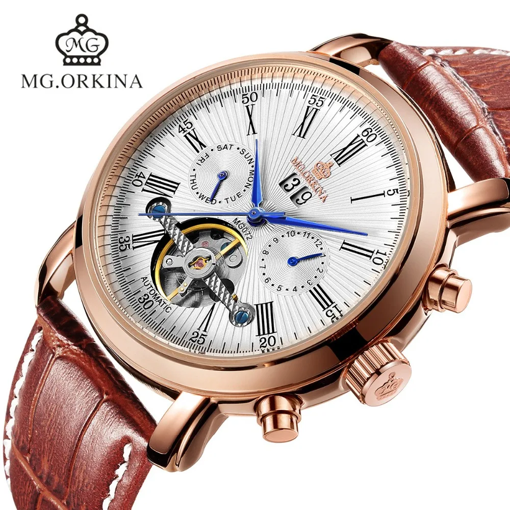 rose white brown watch men