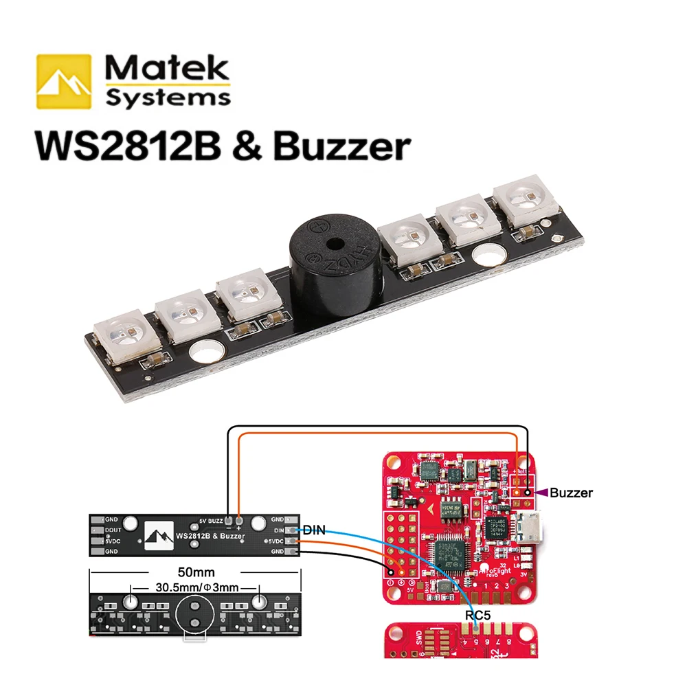 Светодиодный светильник Matek WS2812B светодиодная плата с 5 В зуммером для