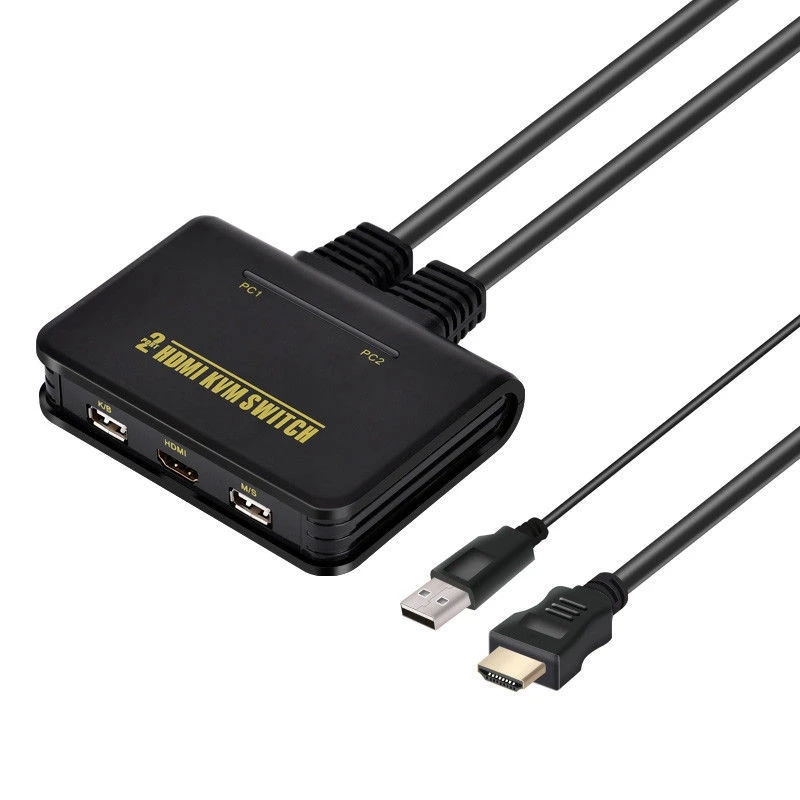 1X2 порта USB HDMI KVM переключатель коммутатор с кабелем для двойного монитора клавиатуры мыши