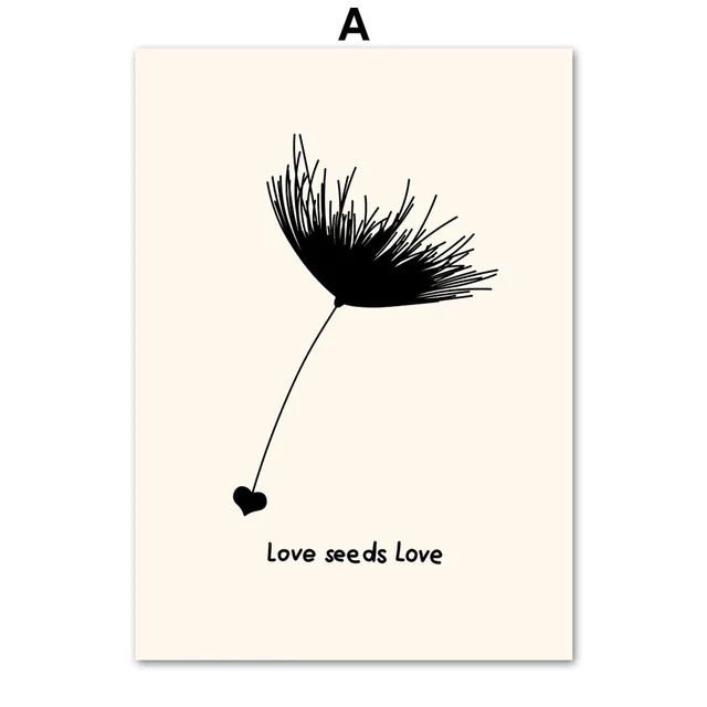 Cartoon-Dandelion-Tent-Clover-Love-Quotes-Wall-Art-Canvas-Painting-Nordic-Posters-And-Prints-Wall-Pictures.jpg_640x640