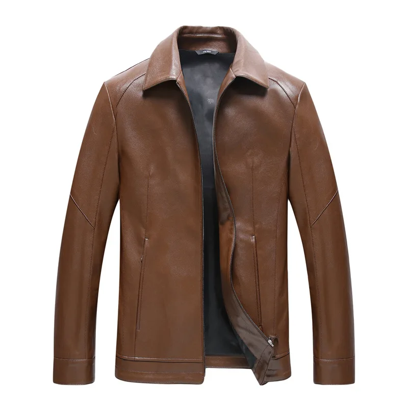 Весна тонкий стоячий воротник Leren Jack хорошее качество мягкий жесткий Cazadora Cuero Moto Hombre