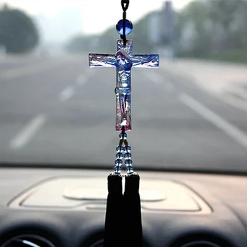 

Car Pendant Colored Glaze Christian Jesus Cross Decoration Peace Hanging Ornament Automobiles Rearview Mirror Ornaments Gifts