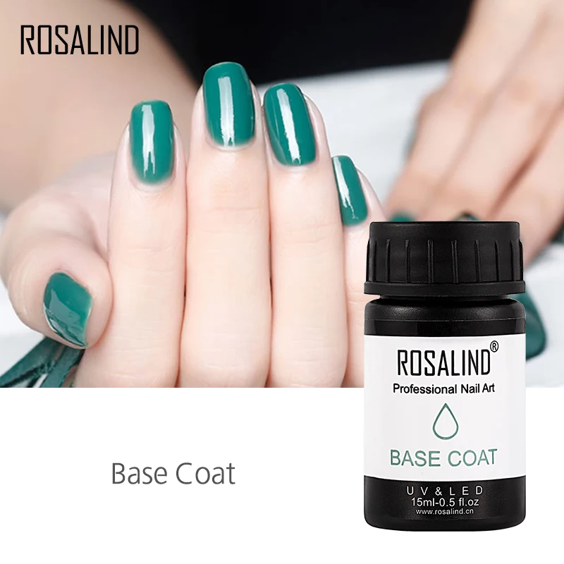 

ROSALIND 15ML Base Coat Vernis Semi Permanent Nail Art Prime Gel Nail Polish Need UV LED Lamp Cured Base Gel Coat Protect Nails