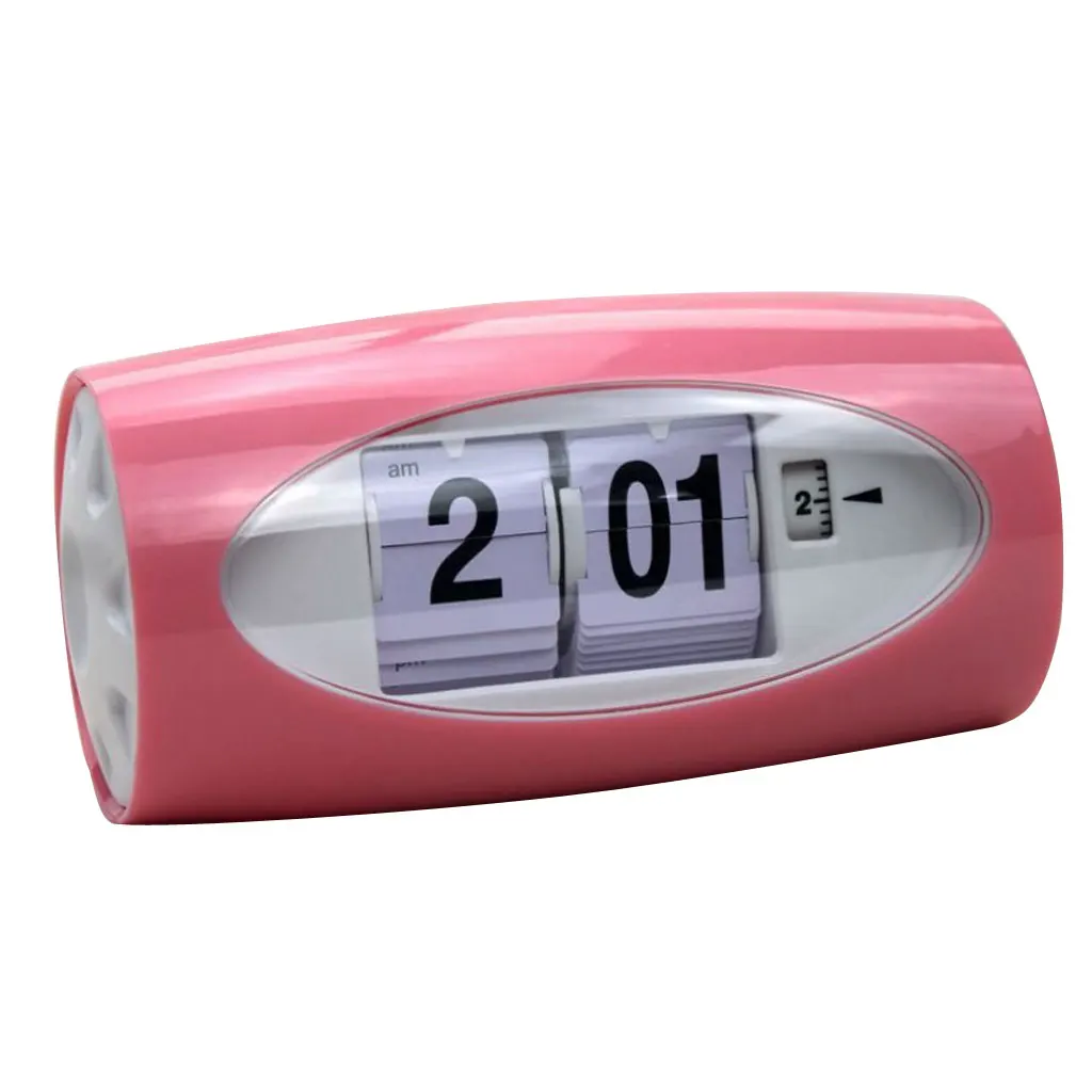 2x Modern Style Auto Flip Desk Clock Vintage Table Alarm Clock Modern Office Home Decor Table Clock