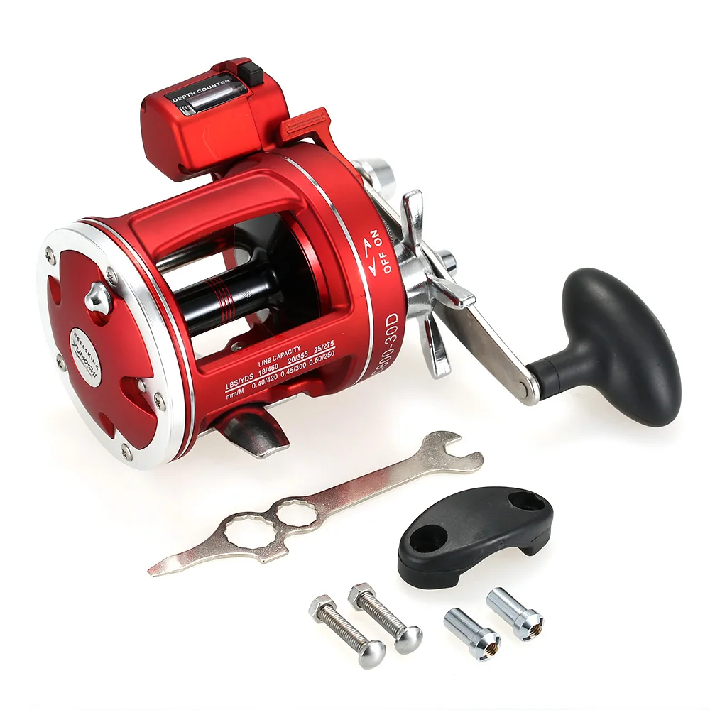 Fishing Reel 12 Ball Bearings Trolling Reel with Line Counter Alarm Bell Drum Reel Carp Fishing