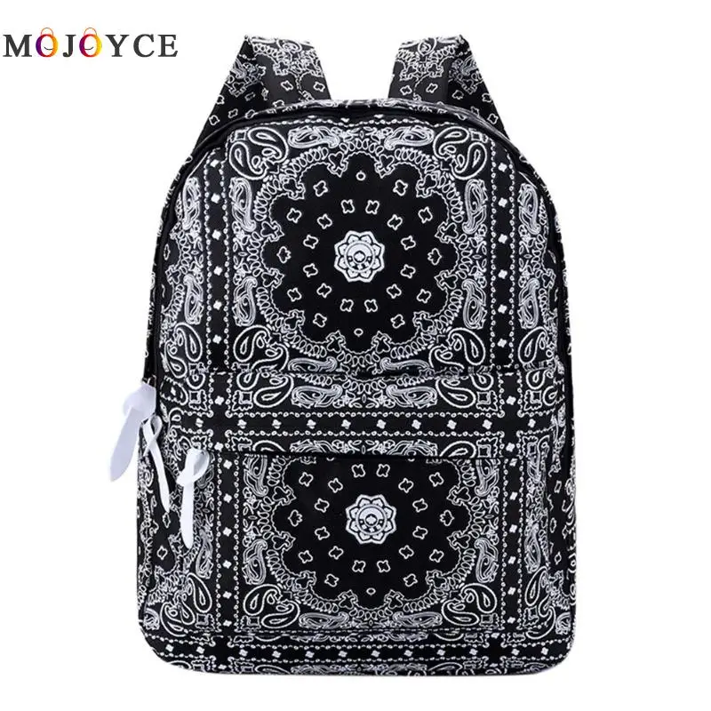 Женский тканевый рюкзак с этническим принтом, рюкзак на плечо для путешествий, рюкзак для подростков, Mochila - Цвет: Черный