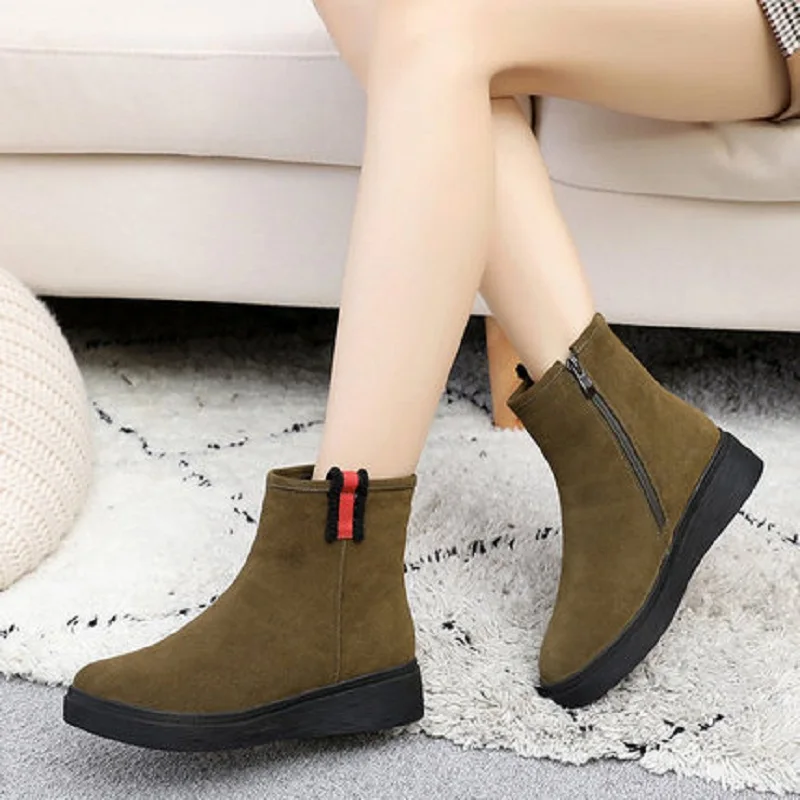 Velours Nouvelles Bottes Gommage forme Grande Sable 2019 Automne Marée De Noir Plus Et Femmes khaki Cuir Plate Coton Plat Martin D'hiver En Taille ZilOkwPuXT