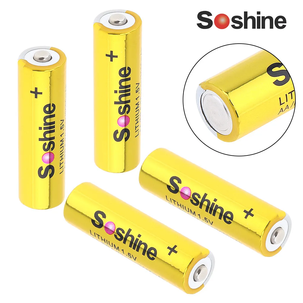 4pcs Soshine Super 1.5V 3000mAh AA FR 6 Mignon LITHIUM Battery Non-Rechargeable Dry Batteries with Super Continuous Discharge