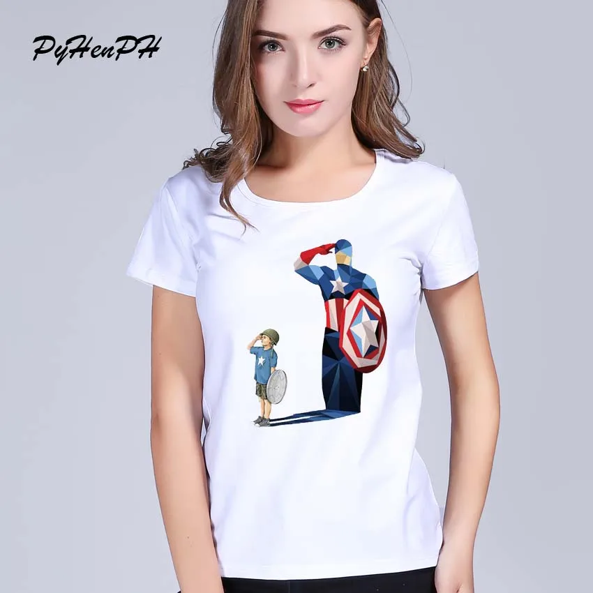 PyHenPH Brand  women clothing  Funny Cute  Captain America t 