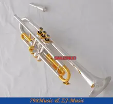 Professional Silver Gold Plated Trumpet Monel B-Flat Black Shell Key With Case