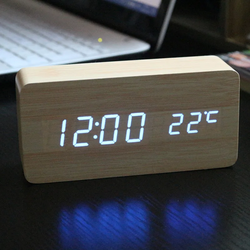 Милые настольные часы Mesa De Som электронный светодиодный Reloj Despertador акустический контроль будильники цифровые светодиодные часы домашний декор - Цвет: Yellow blue Clock