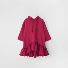 Милое осенне-зимнее теплое платье для больших девочек, свободное платье с длинными рукавами и оборками для детей от 4 до 16 лет, толстый флисовый Детский Рождественский костюм принцессы