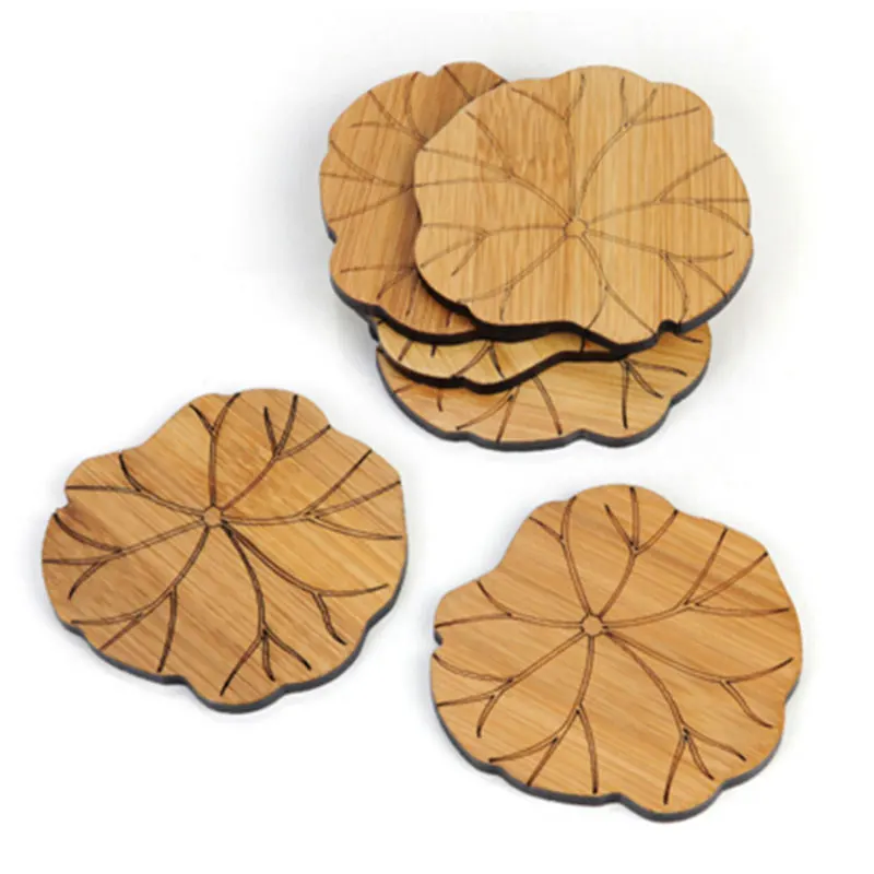 6pcs/pack wood coaster desktop mats pads simple creative design cup pad