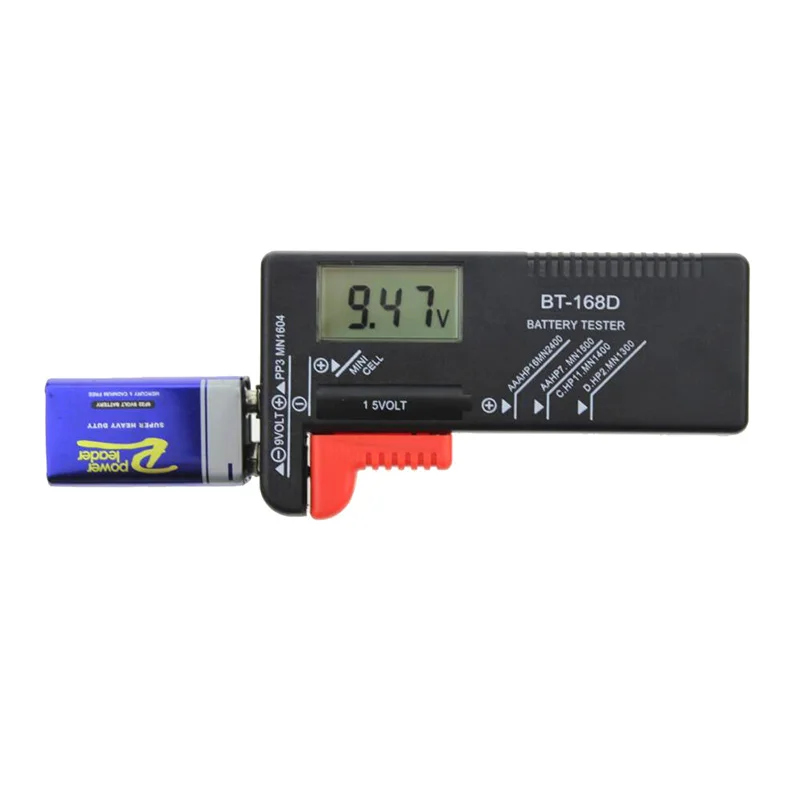 Prostormer цифровой Батарея тестер высокое качество Батарея Ёмкость проверка тестером Мощность уровня для 1,5 V и 9В батареи BT-168D