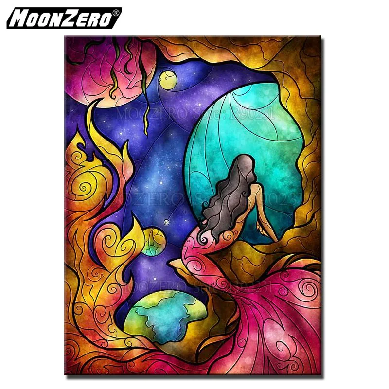 

DIY diamond Painting Mermaid Full Square/Round Mosaic 5D Cross stitch Gift set Diamond embroidery Home decor WYZ190317-C