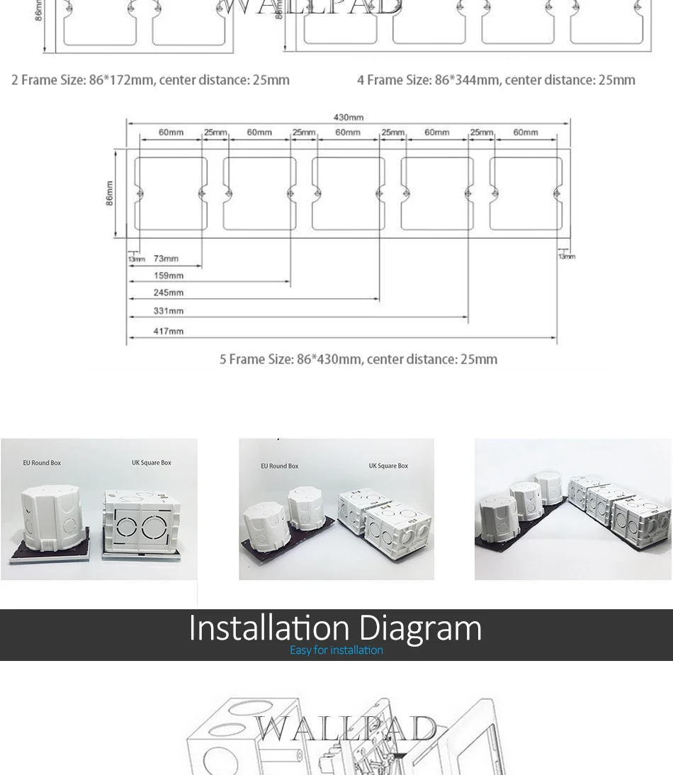 ue com usb wallpad cristal branco painel