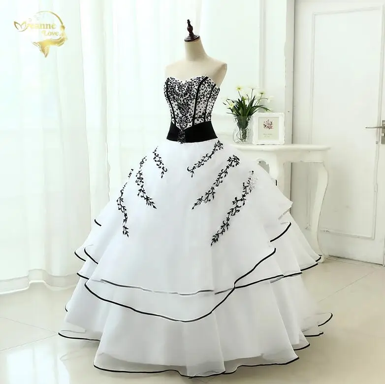 Vestidos De Noiva,, Новое поступление, свадебные платья, классические трапециевидные, белые, черные, женские винтажные Бальные платья OW 0199 - Цвет: White Black