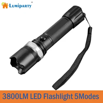 

LumiParty Super bright Black FT17 3800LM Waterproof LED Flashlight 5 Modes Zoomable LED Torch Linternas For Outdoor Camping
