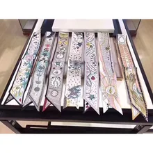 Tarot Series Lover Star Destiny Goddess Sun Moon World Printed Silk Twill Strap Bag Handle Ribbon Scarf Women Long Skiny Scarves