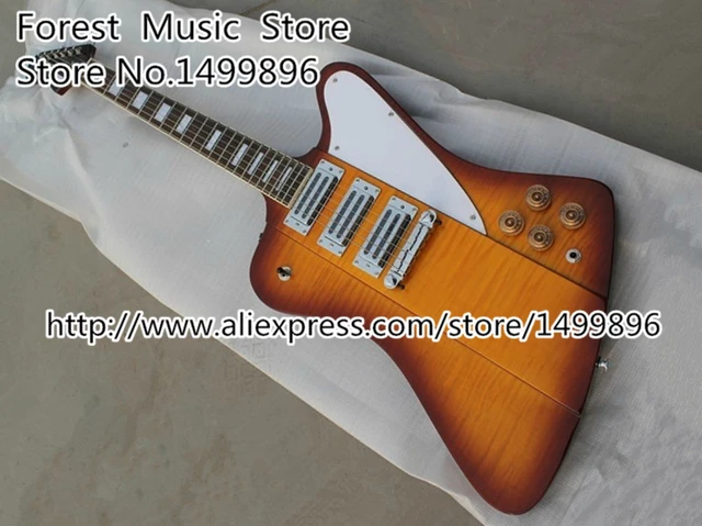 Best price at $223 Cheap Chinese Musical Instrument Firebird Vintage Sunburst Three Pickups Electric Guitar Custom Lefty Available