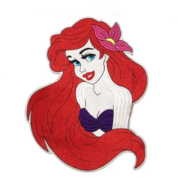 

Big size Ariel Mermaid princess Iron On Patches cartoon embroidered girl clothing accessory