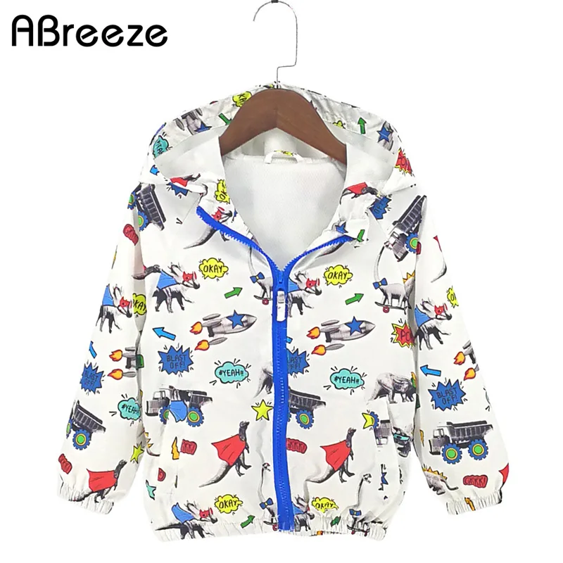 

Abreeze 2018 New Summer Autumn children clothing dinosaur style kids outerwear & coats casual 2-8Y hooded jackets for boys CQ10