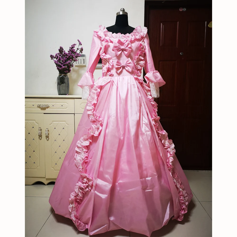 

New pink Vintage costumes 18th Duchess Retro medieval Renaissance Reenactment Theatre Civil war Victorian dress D-268
