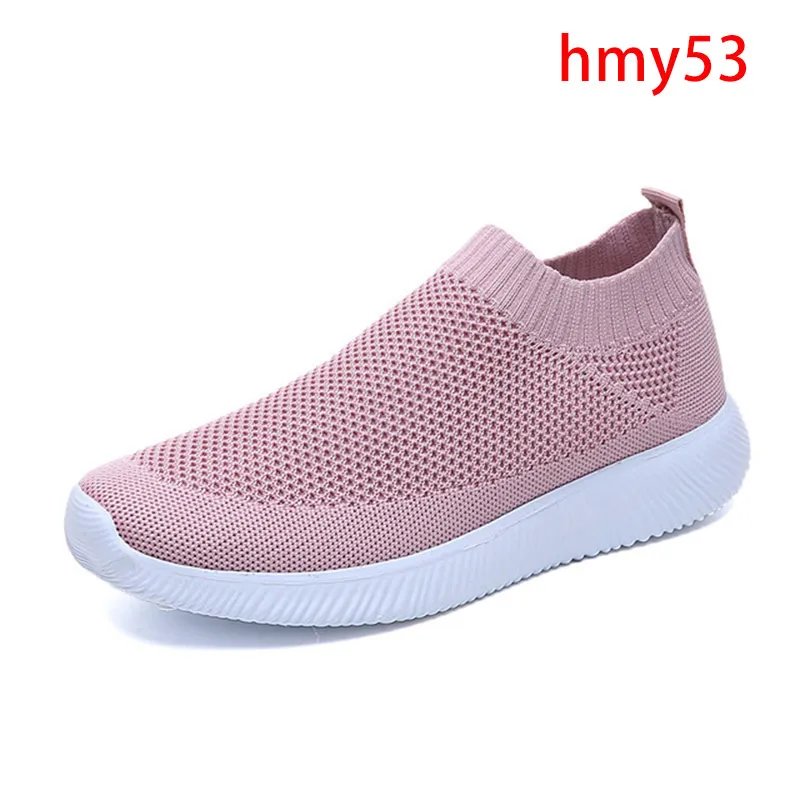 hmy53-pink Летние кроссовки для женщин Treainers трикотажные вулканизированные обувь сетки воздуха слипоны носок обувь для улицы прогулки zapatos mujer - Цвет: hmy53-pink