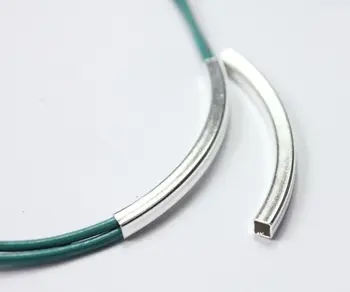 

5pcs 50mm Long-3x3.5mm Hole Silver Plated Over Brass Square Curved Tubes/Pipes