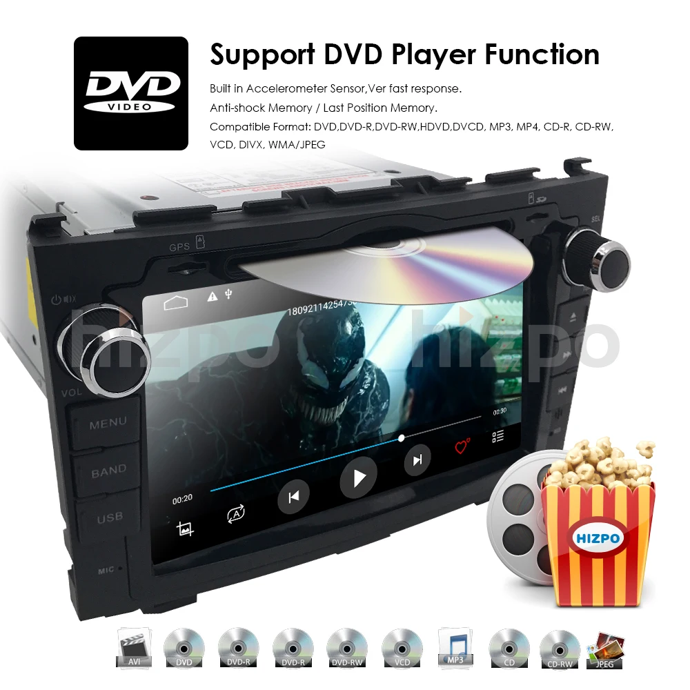Best HD QuadCore 1024X600 Android9.0 Car DVD Player For Honda CRV CR-V 2007-2011 4G WiFi GPS Navigation Stereo Video SD DAB 2GRAM CAM 3