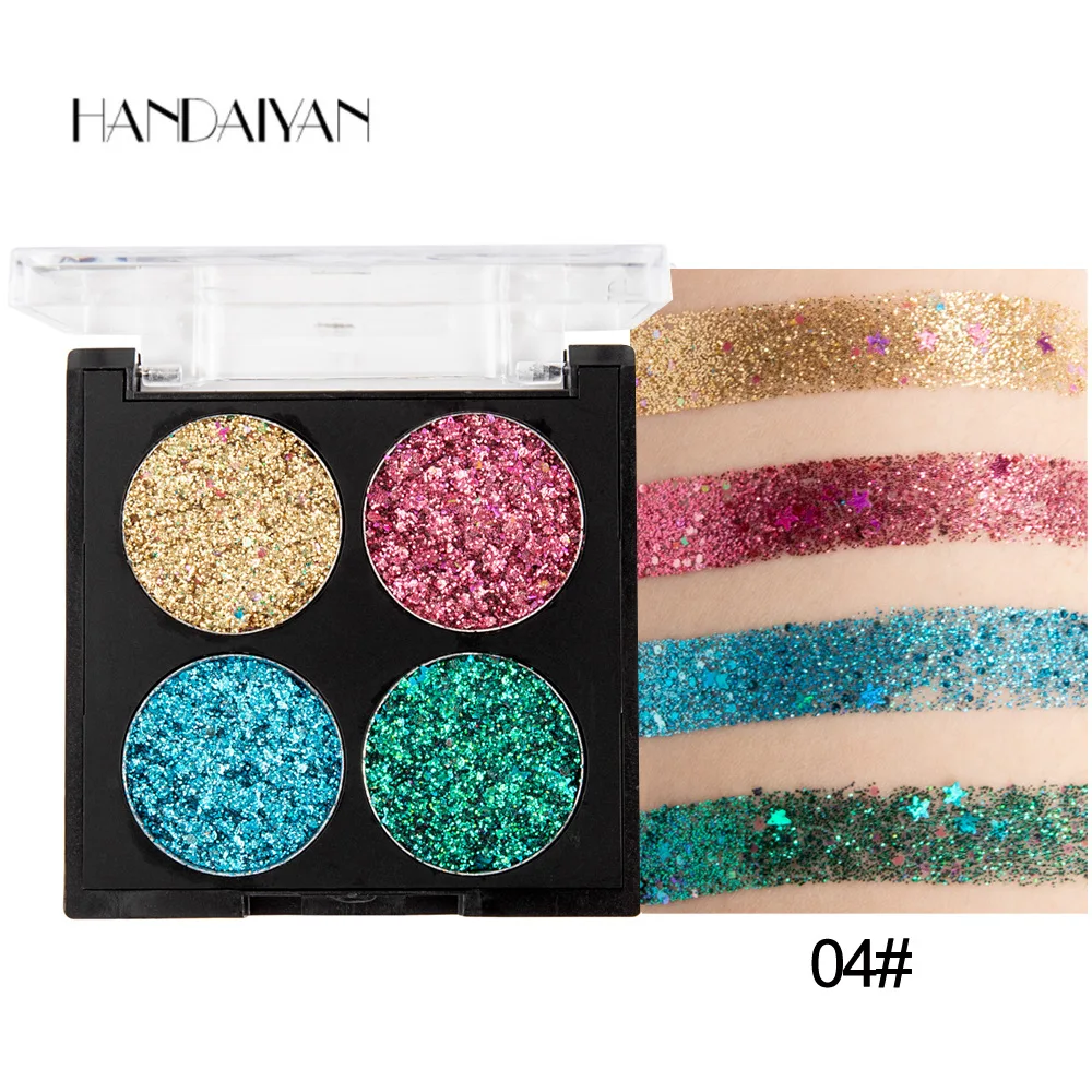 Pallete à Prova Cosméticos para Olho Handaiyan Cores Conjunto Diamante Sombra Dwaterproof Água Shinny Olho Profissional Compõem Paleta Feminino 4 - 12 à prova dwaterproof água shinny olho sombra