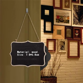 

[4Y4A] 12pcs/Lot 8x6cm Wavy Eraseable Blackboard Mini Lanyard double-sided Small Blackboard Home Office School Decoration