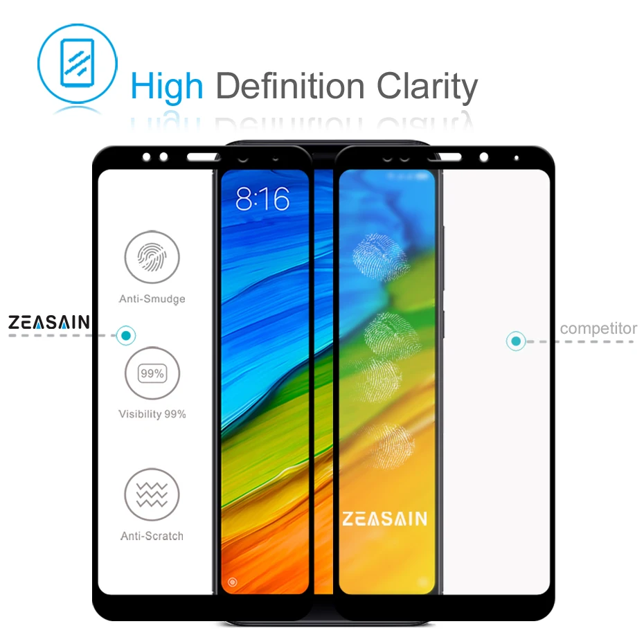 Original ZEASAIN 9H Full Cover Tempered Glass for Xiaomi Redmi 5 Redmi5 Xiomi Redmi 5 Plus Screen Protector Toughened Glass Film (3)