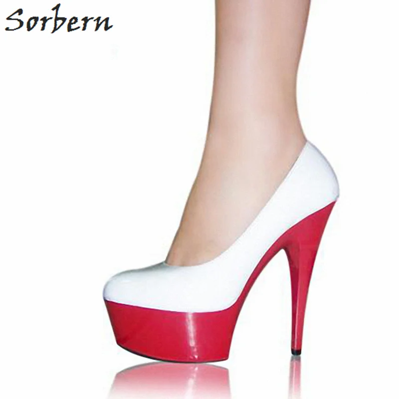 

Sorbern 15Cm White Heels Women Round Toe Slip On Pole Dance Shoes Ladies Size 35-46 Platform Heels Woman Shoes 2018 Spring