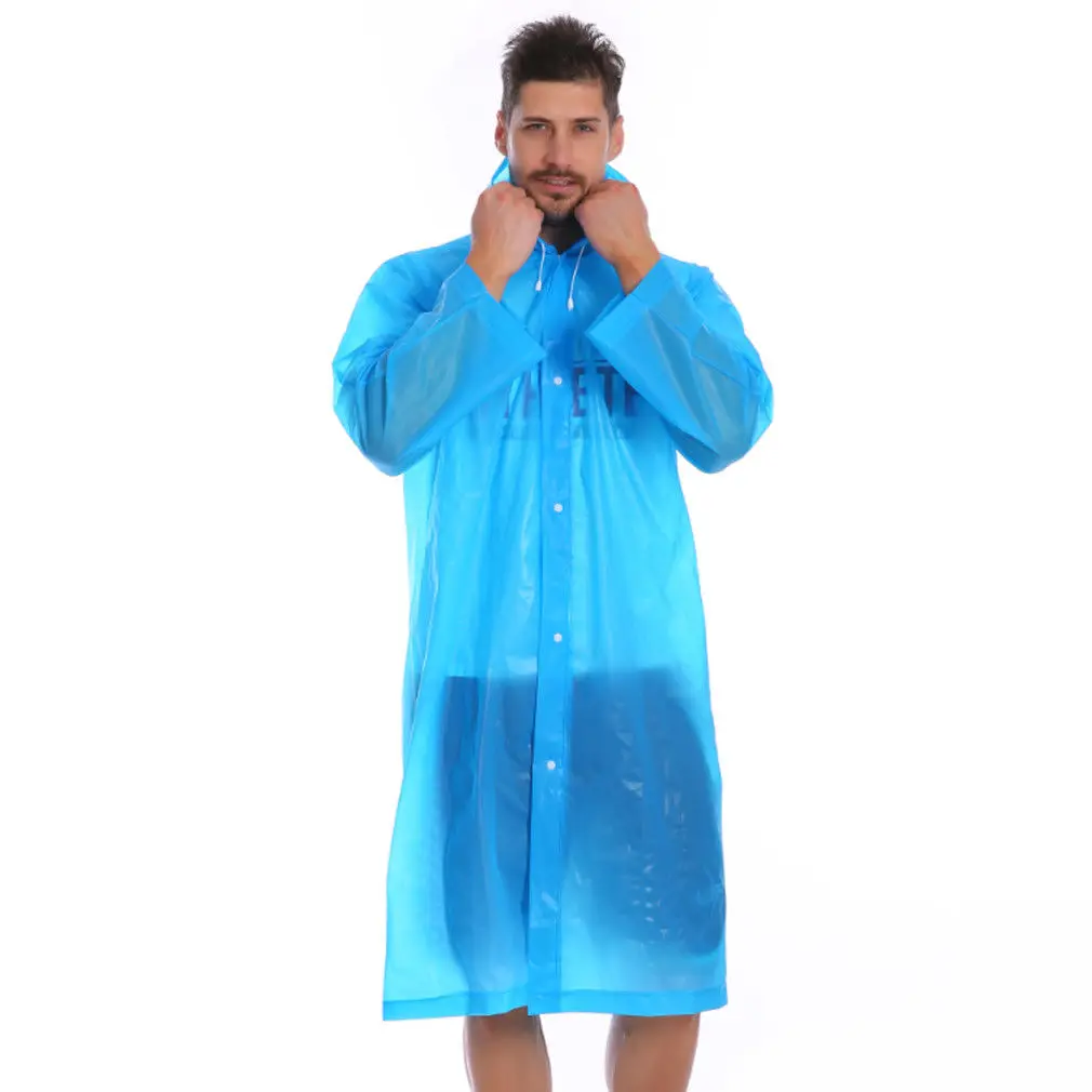 Модный женский плащ из ЭВА, утолщенный водонепроницаемый дождевик для женщин, прозрачный, для кемпинга, водонепроницаемый дождевик, костюм - Цвет: Синий