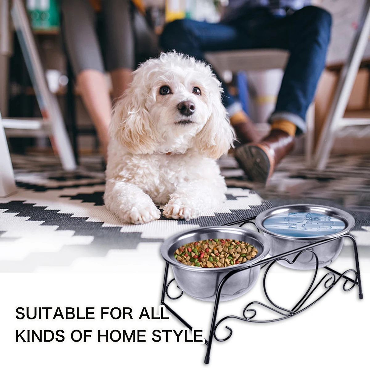 Миски для домашних животных из нержавеющей стали для собак с двойными чашами, миски из нержавеющей стали для еды и воды
