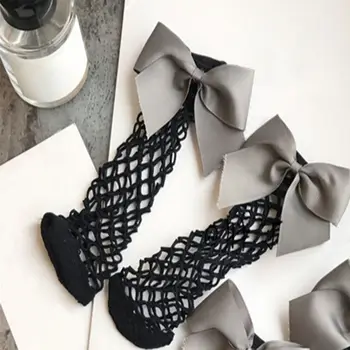 

Black Grey Red Summer Women Sexy Bowknot Harajuku Soft Mesh Fishnet Ankle Socks
