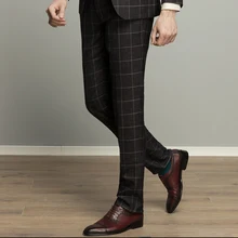 Брендовая Новая мужская мода на молнии, легкая, на запах, подходит против морщин костюм брюки классический романтический свадебный костюм жениха брюки для мужчин