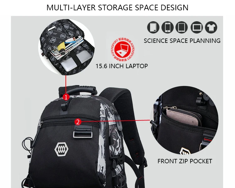 JKBW USB Charging 15.6'' Laptop Backpack Traveling Hiking Backpack Large Capacity Versatile Utility Backpack for Men (11)