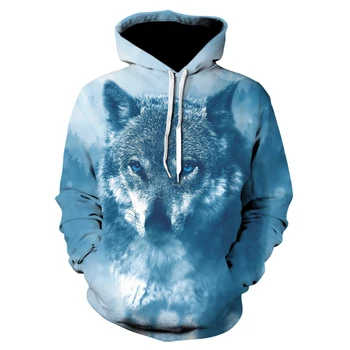

Print hoodie Men 3d ice Wolf hoodie brand sweatshirt cool fashion casual sportswear Men and women wear Out outerwear