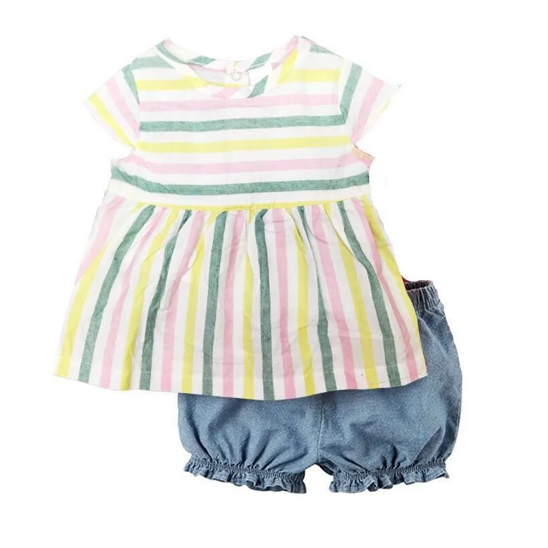 Модный комплект одежды для маленьких девочек наряды новорожденных хлопковая