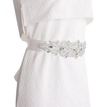 

White Bling Rhinestone Crystal Sash Belt Bridal Wedding Accessories