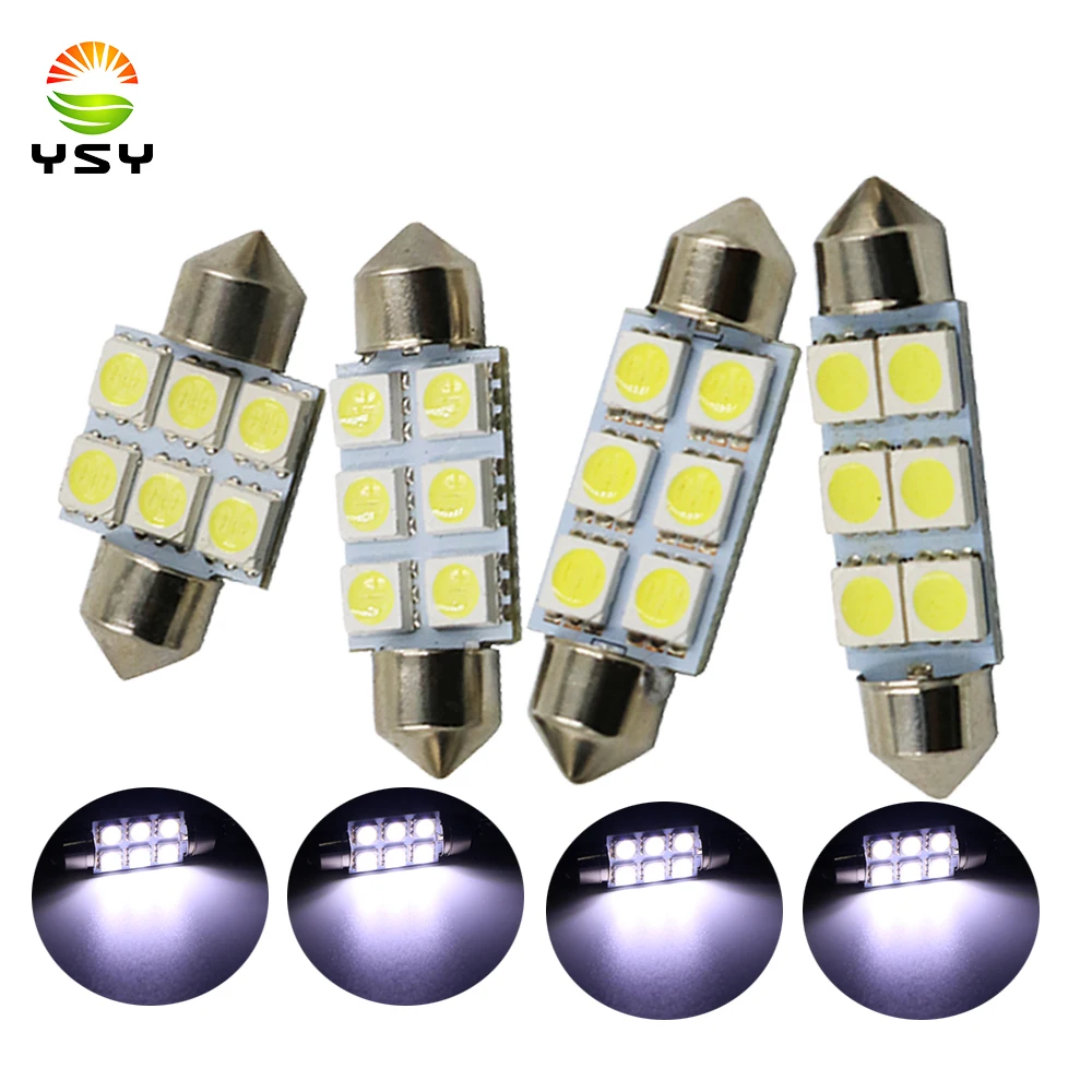 Car Led Bulbs Led Interior Lights Car Led Lights 39mm 6LED 5050SMD White 2pcs