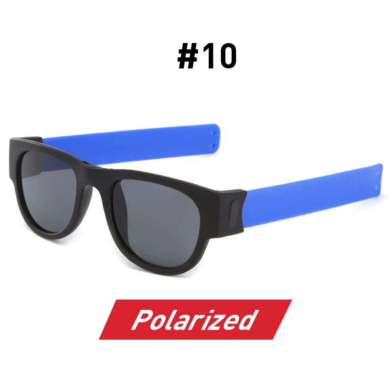 10 Blue Polarized Необычные мужские Поляризованные наручные солнцезащитные очки, складывающиеся для женщин, рулонный браслет, тренд, складные спортивные солнцезащитные очки - Цвет линз: 10 Blue Polarized