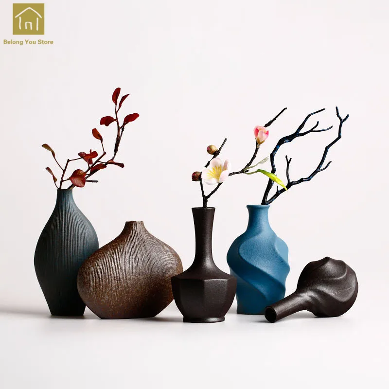 Керамическая ваза в скандинавском стиле, винтажная ваза для домашнего декора, керамические изделия Vasen, Современная столешница, художественная Цветочная ваза для свадеб QAB114