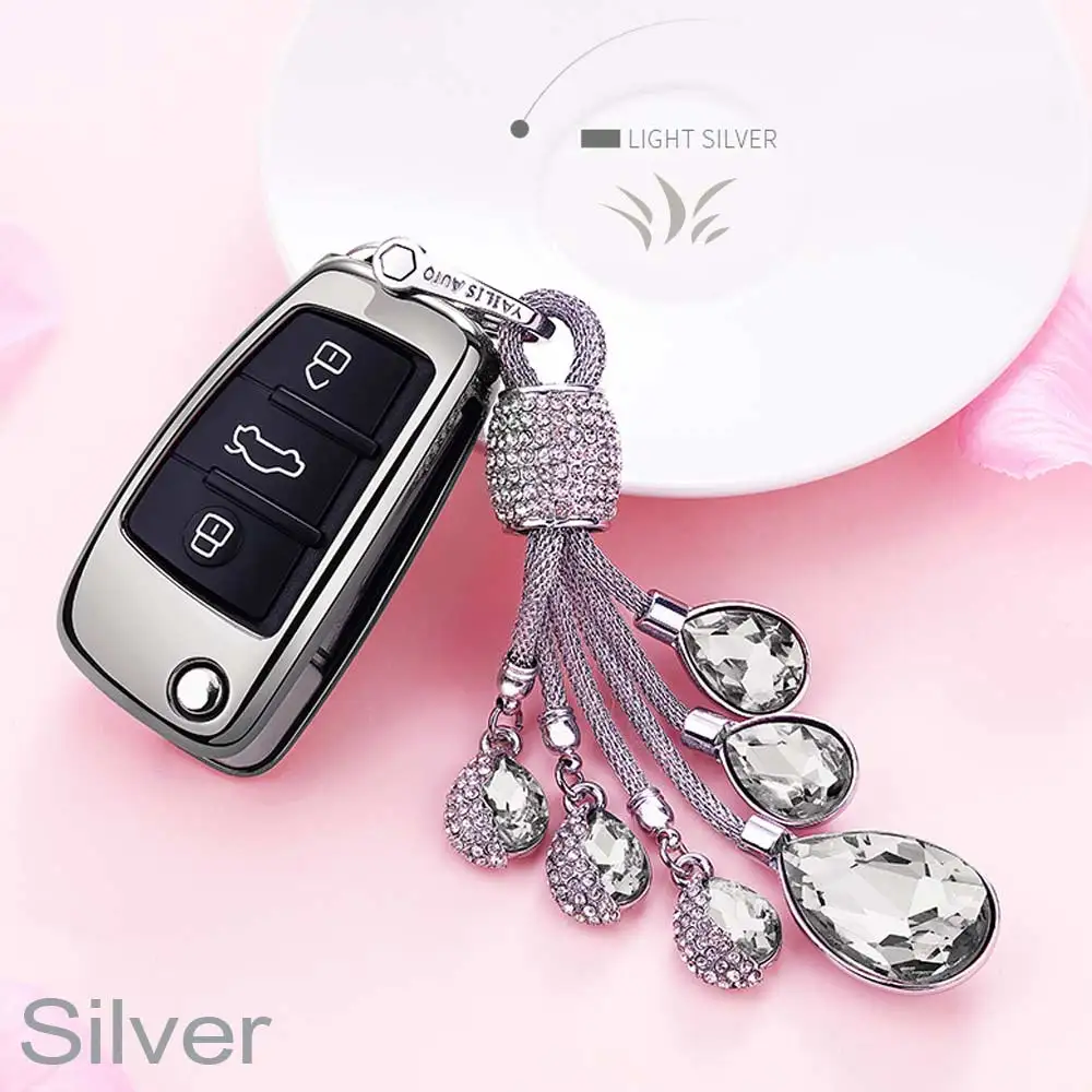 Silver-crystal Мягкий чехол из ТПУ с ключи чехол в виде ракушки для Audi A1 A2 A3 A4 A5 A6 A7 A8 R8 Q3 Q5 Q7 C5 C6 A4L A6L TT S1 S3 S5 S6 S7 S8 SQ5 RS3 RS4 RS5 RS6 - Название цвета: Silver-crystal